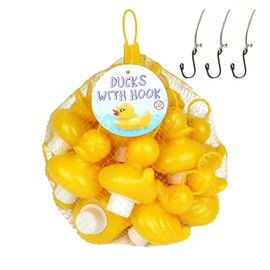 Duck Fishing Set with 20 Yellow Ducks Made of Plastic with Hooks and Weight Including 3 Hooks, Bath Toy - Pool Toy - Fishing Ducks Boys and Girls (Classic Edition)