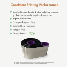 1 Roll Wolfbarco Thermal Transfer Ribbon 1.18" x 1969' (30mm x 600m) Premium Near Edge Wax/Resin Thermal Transfer Overprinter Ribbon for Markem