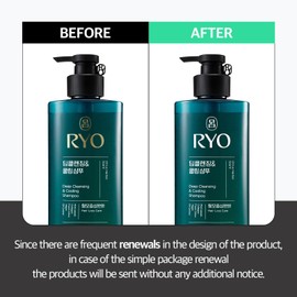 Ryo RYO Deep Cleansing Shampoo with Korean Ginseng & Caffeine - Cooling and Refreshing for Oily Scalp, Hair Loss Care, Anti-Dandruff, Sebum Control, 16 Fl Oz.