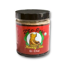 Zen Bear | Organic Qi Chai | Herb Infused Raw Honey with Black Tea, cinnamon , cardamom, cloves and black pepper | enjoy the flavors of India with the sweetness of natural honey | 10 OZ jar
