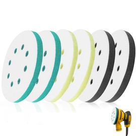 6 Pcs Upgraded Foam Sanding Pads for Orbital Sander, 125mm Polishing Pads Sponge Polishing Buffing Pad Discs for Drill Orbital Sander Pads Impact Resistant Low Noise