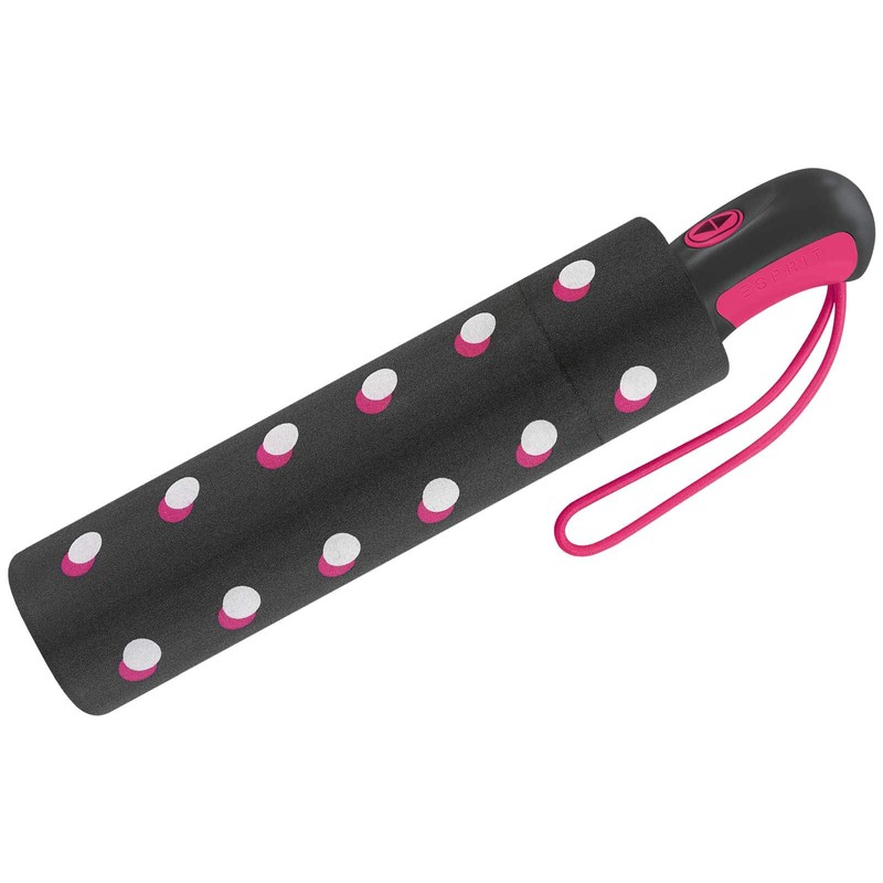 Esprit Easymatic Light Double Dot Pocket Umbrella, black, Polka Dot