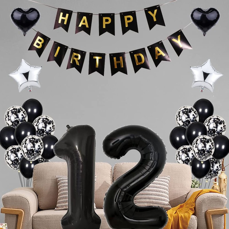32nd Birthday Decoration - Black & White Party Decor for