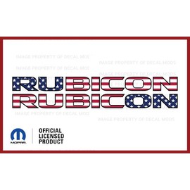 Decal Mods Rubicon Hood Graphic Decals Stickers fits Jeep Wrangler Rubicon JK (2007-2018) USA Flag Black Outline (Military Flag Forward) (Set of 2) | FJ9H0