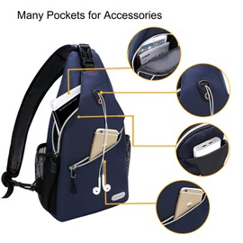 MOSISO Sling Backpack, Multipurpose Crossbody Shoulder Bag Travel Hiking Daypack, Navy Blue