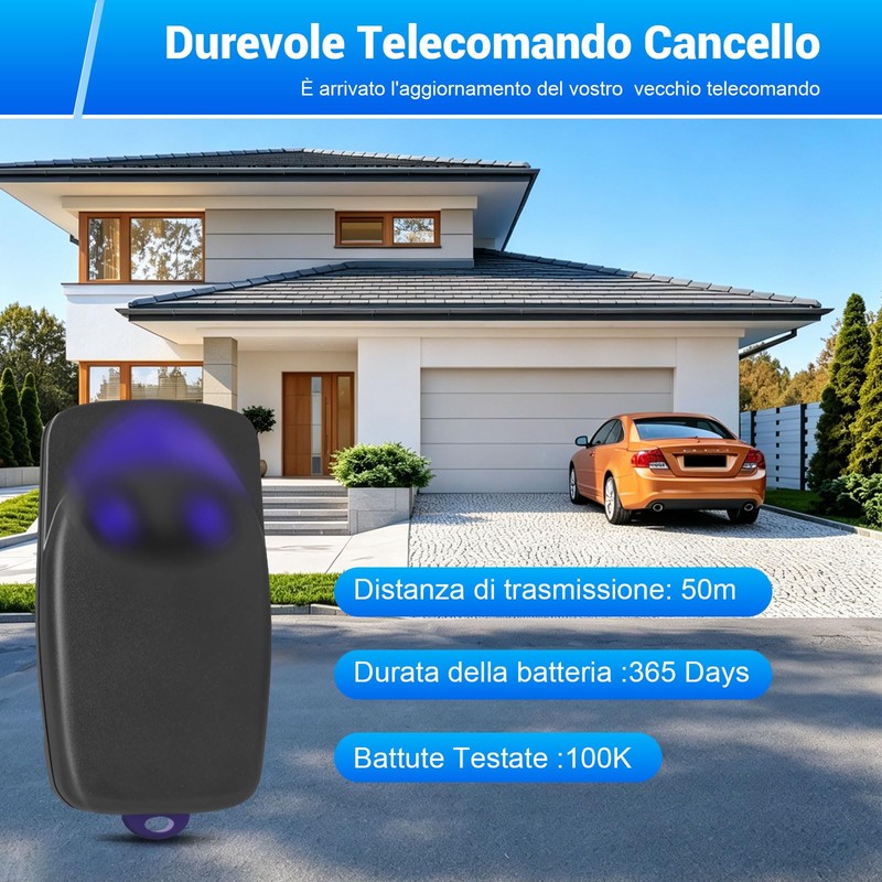 RICAMBIO PER TELECOMANDO NICE Telecomando cancello 433,92 MHz 2 canali