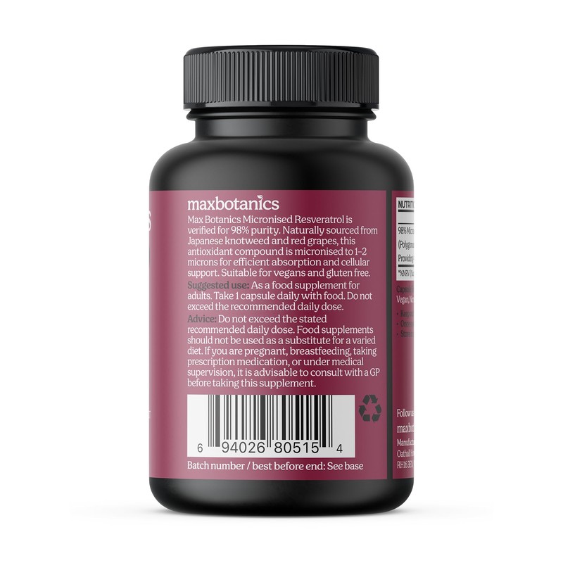 Max Botanics Micronized Resveratrol Antioxidant & Longevity Support Cellular Protection