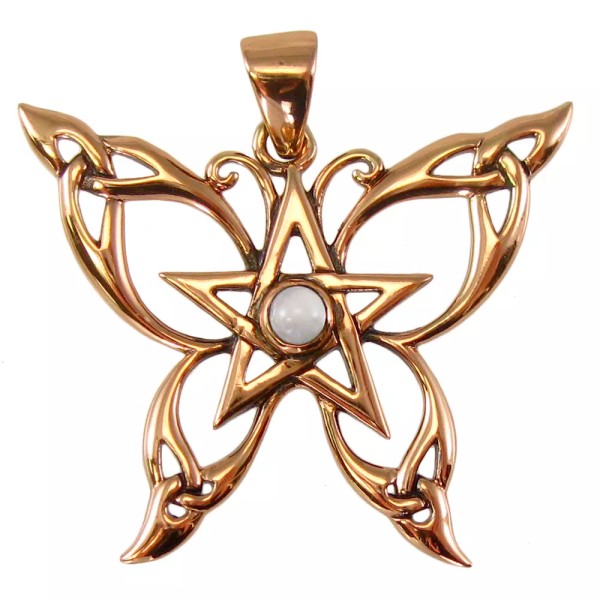 Dryad Design Copper Butterfly Pentacle Pentagram Pendant Moonstone Witch Witchcraft