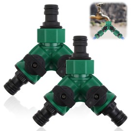suuosl 2Pcs Hose Pipe Connector 2 Way, Garden Tap Hose Splitter with Dual Independent Valves, Durable ABS Hose Pipe Connector Y Adapter for Outdoor Garden Irrigation, Fits Standard Taps