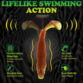 LUCKYFISHING Paddle Tail Swimbaits 16 PCS Fishing Lures Soft Plastic Lures for Trout Crappie Walleye Soft Baits for Bass Fishing Freshwater Saltwater 3 Inch