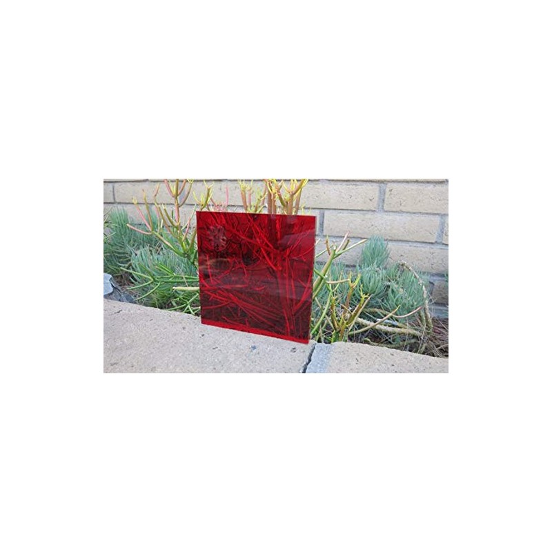 1/4" (6mm) Dark Red Translucent Acrylic Plexiglass Sheet 12"x12" Cast