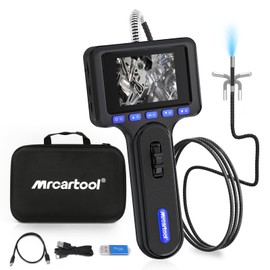 Endoscope Camera with 0.24 Inch / 6.25 mm Articulated Probe, Double-Sided Swivel Borescope IP67 Waterproof Flexible Inspection Endoscope for Aircraft Mechanics & Car Engines