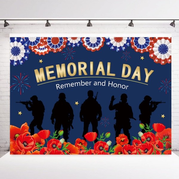 INRUI Memorial Day Photography Background Remember and Honor Banner Decorations