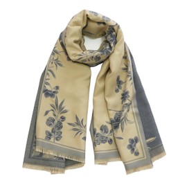 JERLA Cashmere Feel Scarf winter warm large soft Shawl wrap Scarf for women (Light blue flower)