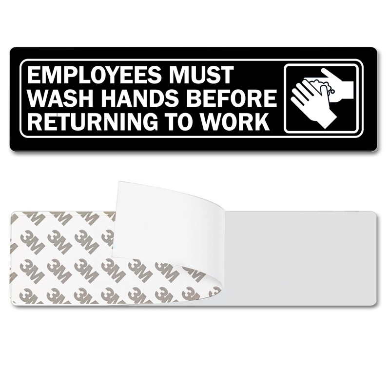 Employees Must Wash Hands Restroom Bathroom Sign for Door Metal