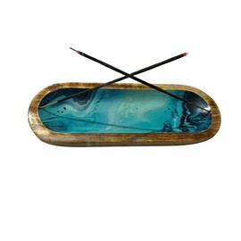 leatherooze Incense Holder or Incense Burner Holder, Modern Insence Ash Catcher or Insense Stick Holder for Décorations for Home, Wooden Incense Tray for Gifting (sea Blue)
