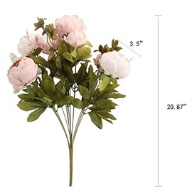 Duovlo Flores de peonía artificiales de seda, decoración clásica, para boda, hogar, paquete de 1, Rosado claro, 1