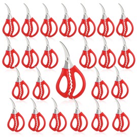 24 Pcs Kitchen Seafood Scissors for Crab Bulk,Leg Scissors Multifunctional Stainless Steel Shears Crab Leg Crackers Fish Shrimp Lobster tools for Kitchen Seafood Peeling (Red)