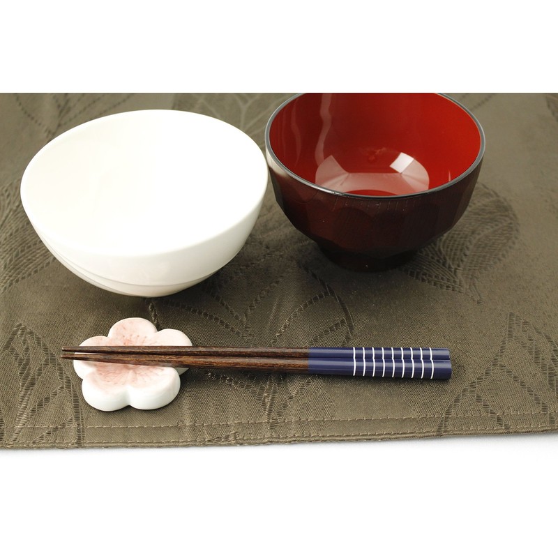 イシダ 日本製 箸・箸箱セット ランチタイム 白ライン 18 ブルー 18cm