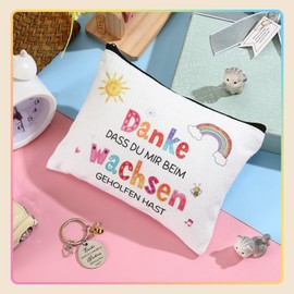 Weewooday Thank You Gift Set for Teacher Thank You Cosmetic Bag Keyring with Engraving for Teacher Toiletry Bag Thank You for Primary School Teacher Farewell Educator Nanny Birthday Graduation, as