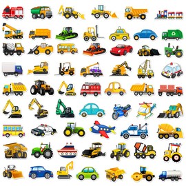 Digger Stickers Children's Set, 120 Pieces Cartoon Vehicles Stickers, Tractor Sticker Construction Site, Waterproof Vinyl Sticker, Car Sticker Children for Laptop, Suitcase, Skateboard, for Party Bags