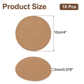 Sourcing Map 10pcs Cork Coasters, 4 Inch Round Beige