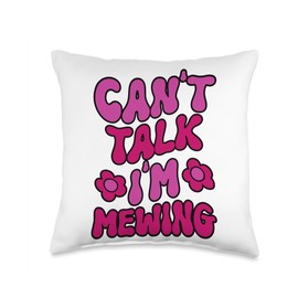 Can't Talk Im Mewing Meme Facial Tongue Posture Meme Throw Pillow