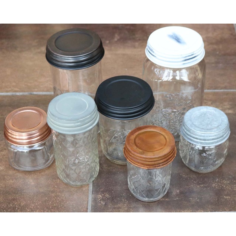 Black Vintage Reproduction Lids for Mason Jars (4 Pack, Regular