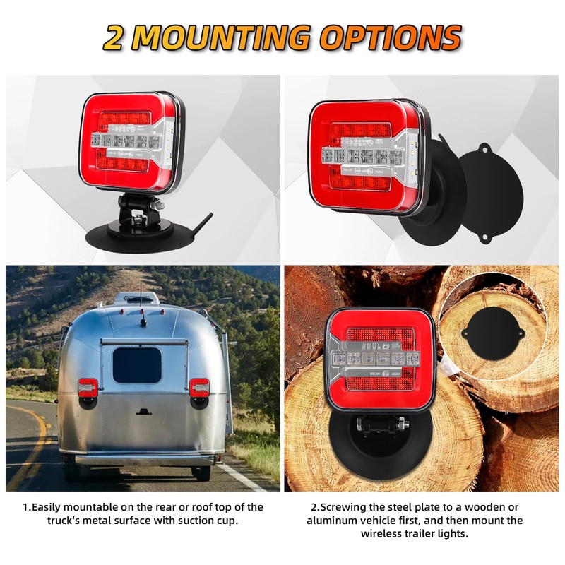 Yinaolan Wireless Trailer Lights Kit with Adjustable Bracket, IP67 Waterproof