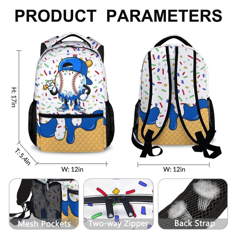 FLEXIMX Boys Backpack for Baseball Lovers Kids Toddlers Teens, Blue