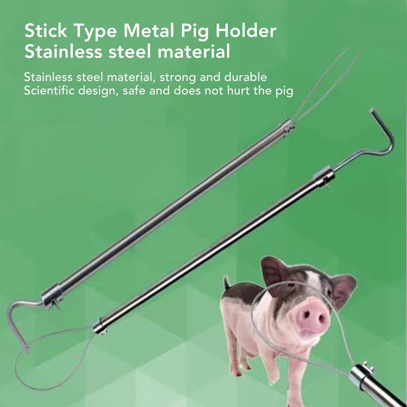 Pig Catcher Holder Stainless Steel Long Handle with Hook Animal