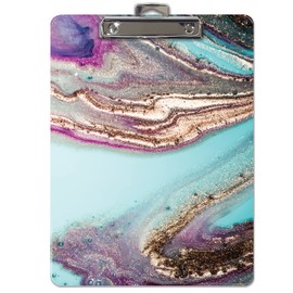 Better Office Products Marble Design A4 Clipboard, 12.5" x 9", Wooden with Low Profile Clip and Retractable Hanging Tab