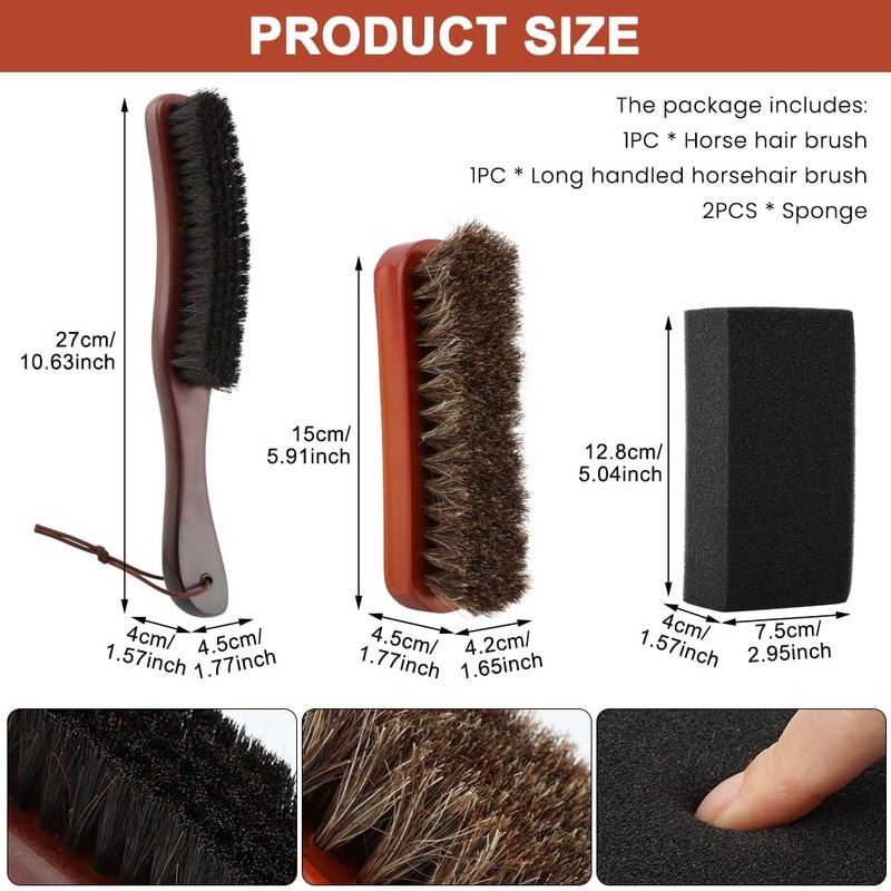 Felt Hat Cleaner Brush Set 4 Pack, Soft Horse‑Hair Hat