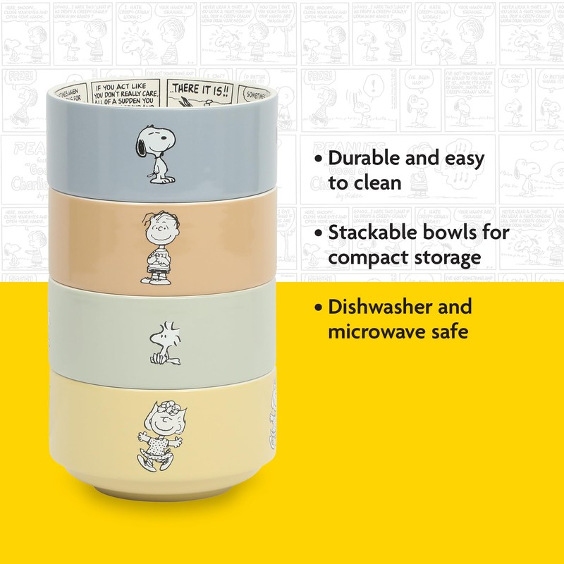 Peanuts Snoopy Bonbon Bites 4 Piece 5.5" Decorated Stoneware Ceramic