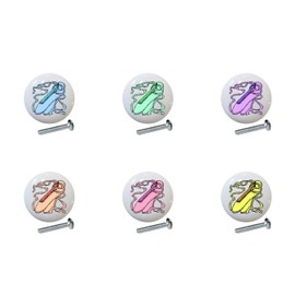 Set of 6 Ballerina Shoes Blue Green Lavender Peach Pink Yellow from The Ballet Slippers Collection - 1.5" Ceramic Cabinet Dresser Drawer Pull Knobs