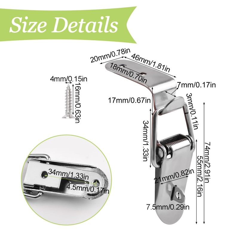 UFURMATE Tool Box Hasps, 6PCS Metal Toggle Latch Cabinet Trunk