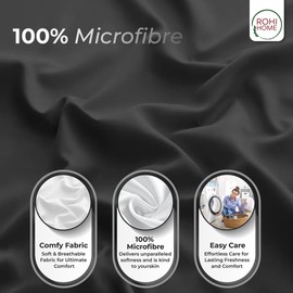 Rohi King Size Fitted Sheet 100% Microfibre – 16'' (40cm) Extra Deep Fitted Sheet with All Around Elastic – Ultra Soft, Hypoallergenic & Durable Bed Sheet – Bottom Sheet (Dark Grey – 150 x 200cm)