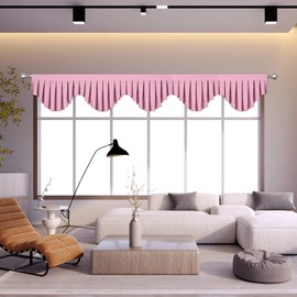 OYRING Energy Efficient Rod Pocket Curtain Valance Blackout valances for Windows for Living Room Kitchen and Bedroom Pink,Width 110 inch 1 Panel