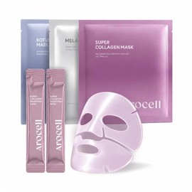 AROCELL Pack variado de mascarillas  Colágeno hidratante  Cuidado antiarrugas  Antienvejecimiento  Iluminador  Kit de inicio de mascarillas de