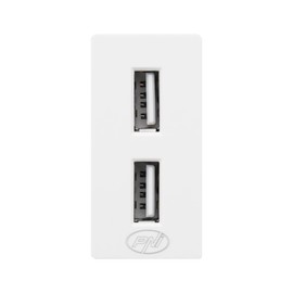 Double USB socket PNI UB20, 5V, 2.4A, modular, type F 1/2, compatible with glass frames PNI RM101W and RM202W