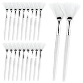 20 Pcs White Facial Fan Brush Set, Soft Face Mask Applicator Brushes Ultra Slim Makeup Fan Brushes for Mud Mask, Cream, Chemical Peel Skincare Beauty Esthetician Tools