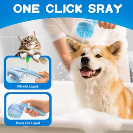 LOOHOI Dog Bath Brush, Silicone Pet Bath Brush with Soap Dispenser,Deep Cleansing & Gentle Massage for Dogs & Cats, Suitable for Long & Short Hair, Easy Grip, Bathing & Grooming(Green)