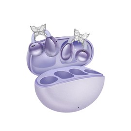 Clip on Earphones with Detachable Silver Butterfly Clip Decorations Open Ear Headphones Wireless Bluetooth Sports Earbuds Secure Fit Gym Earphones Open Ear Buds for Girls Women Parties Accessories