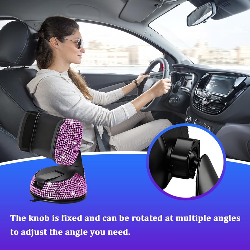 FALVFUN Bling Car Phone Holder, Rhinestone Vehicle Windshield Dashboard Cellphones