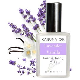 Kailuna Co. Lavender Vanilla Natural Hair & Body Mist Spray, Pure Essential and Fragrance Oils, Alcohol-Free, Handmade in California, 0.5Fl Oz