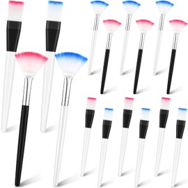 16 Pieces Face Mask Fan Brush Applicator Set Includes Soft Facial Fan Brush Esthetician Face Mask Brush Cosmetic Makeup Tools for Eyelash Extension(5.5 Inch long,Vivid)