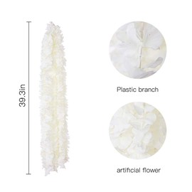 Hawesome 33Ft Artificial Flowers Hydrangea Garlands Silk Wisteria Vines Home Decor Party Wedding Garden Decoration Pack of 10 (White)