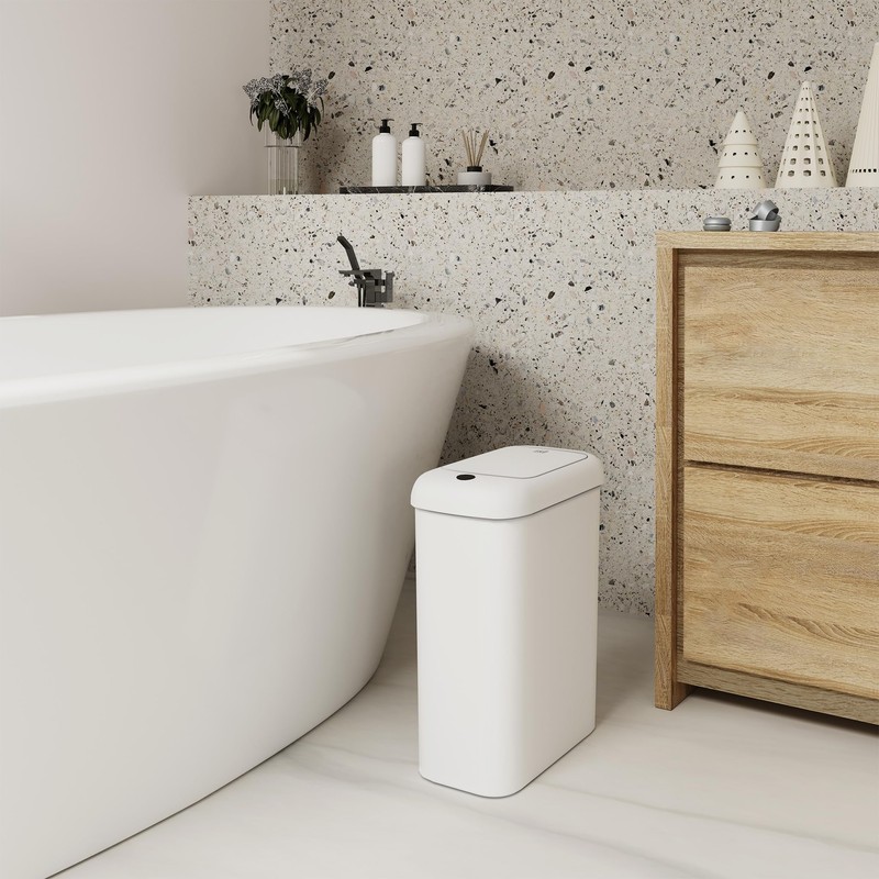 EKO Automatic Bathroom Trash Can with Lid, 2.6 Gallon Slim