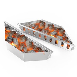 onlyfire Char-Basket Pack of 2, 430 Stainless Steel Charcoal Baskets for Direct and Indirect Grilling, Charcoal Basket for Weber 57 cm Kettle Grills, Charcoal Briquet Holders, Charcoal Baskets,