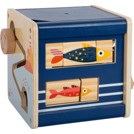 small foot Motor Skills Cube Large Ocean Made of Wood, Maritime Motor Skills Toy for Toddlers from 12 Months, 12312